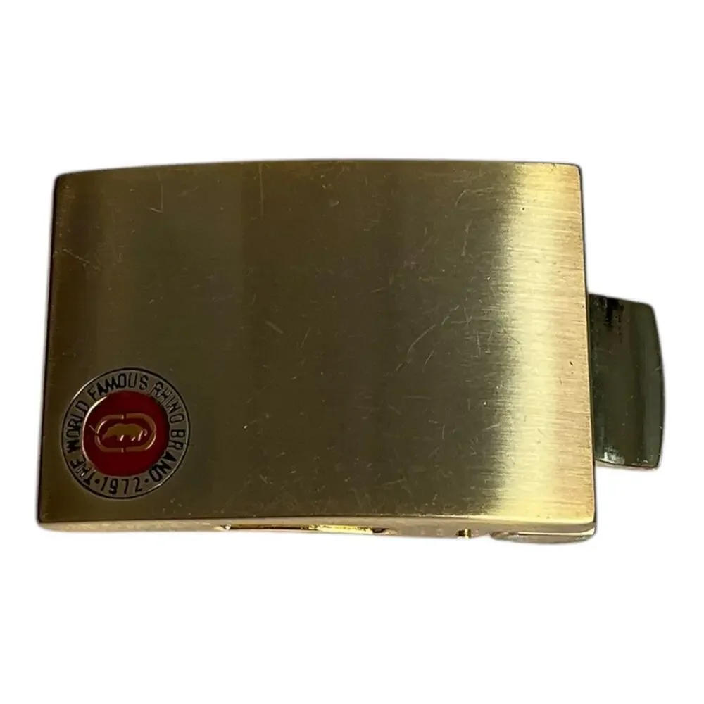 Vintage Mark Echo The World Famous Rhino Brand 1972 Belt Buckle 1990's Gold OS
